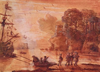Le Débarquement des guerriers dans un port, possiblement Énée en Latium, 1660-65